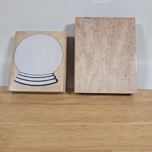 Rubber Ink Stamps Wooden Stamps with Globe Design And Pattern 2 Large